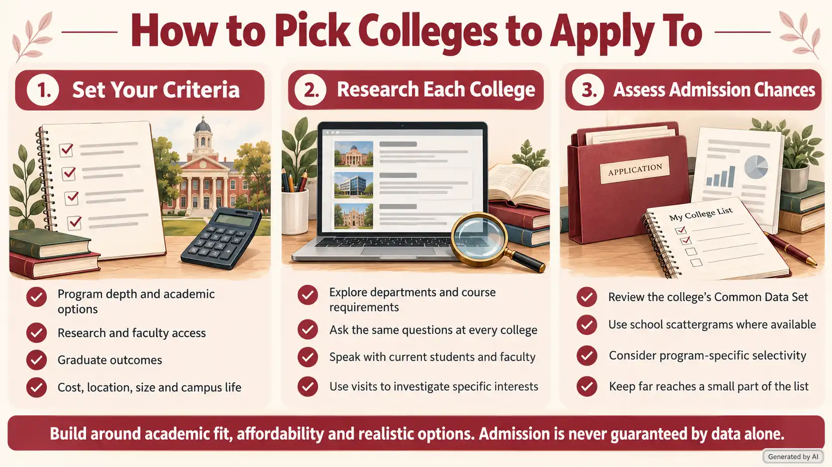 Choosing colleges a three-step guide