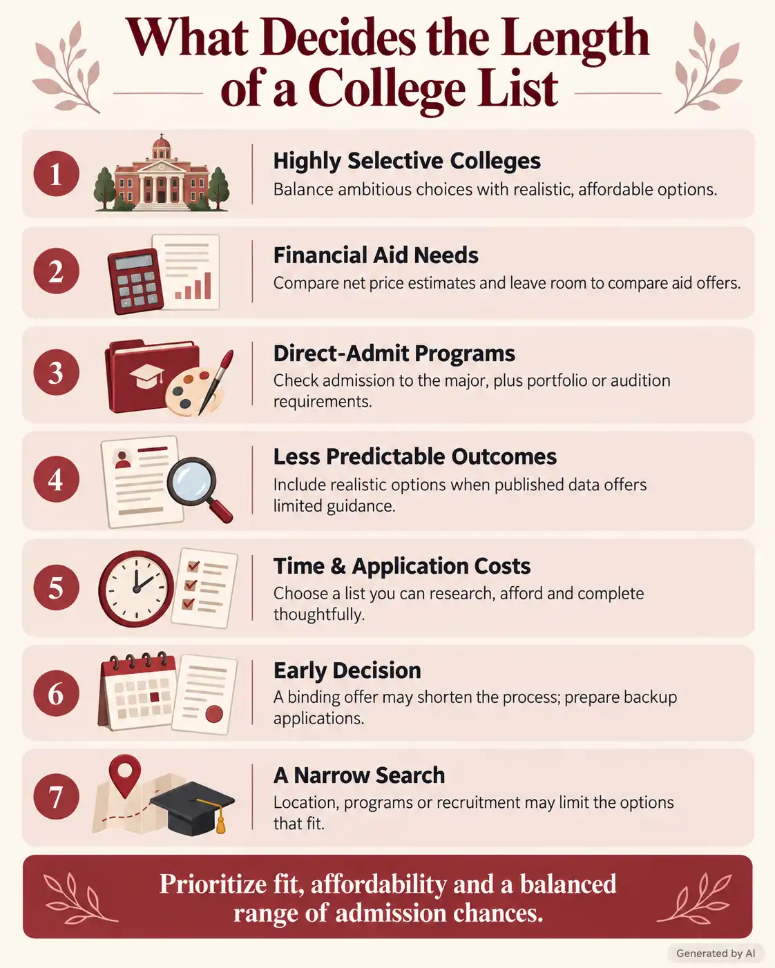 Seven factors shaping a college list
